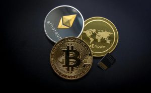 Digital currencies Bitcoin, Ethereum, and XRP